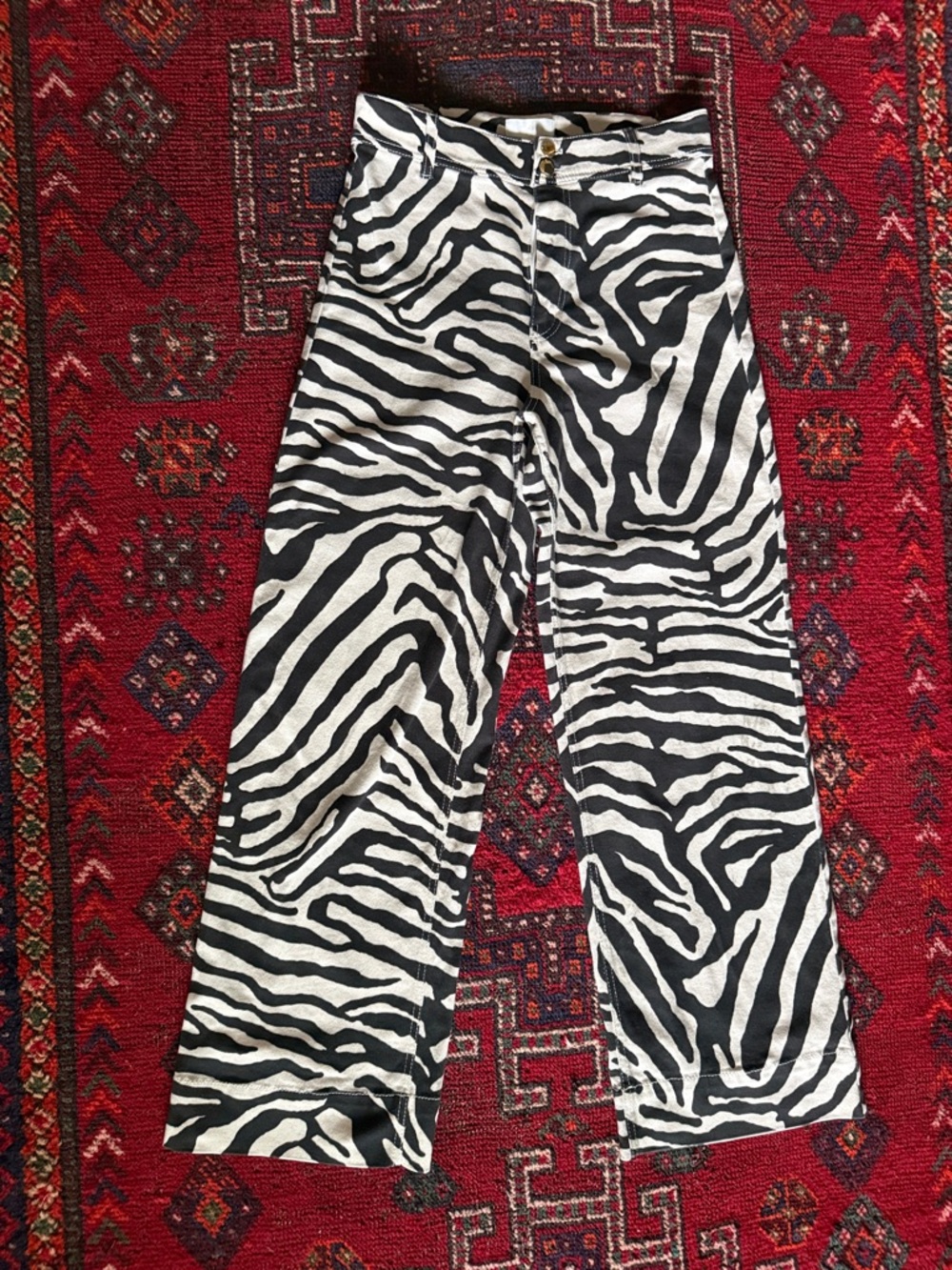 Zebra Print high waist Wide Leg stretch canvas H&M animal festival party pants